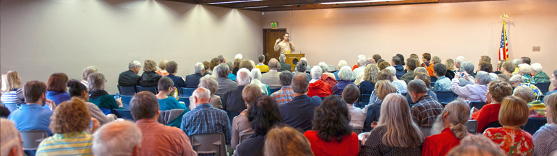 audience listening to a guest speaker in a meeting room at Bolivar County Library System