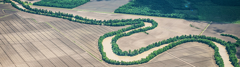 aerial of Mississippi delta